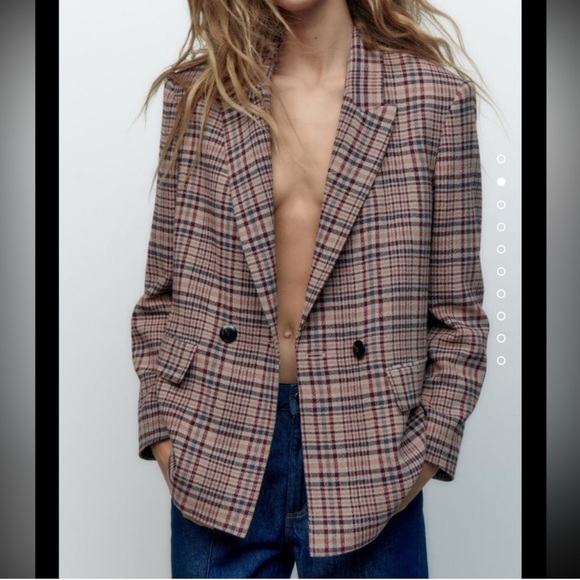 Zara Checkered Blazer Women’s XL NWT - Picture 6 of 7